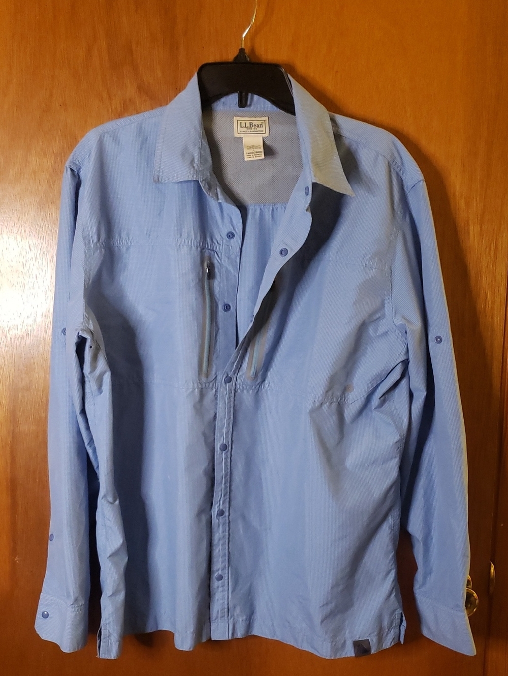 L.L. Bean Men's Light Blue Performance Button-Up Shirt